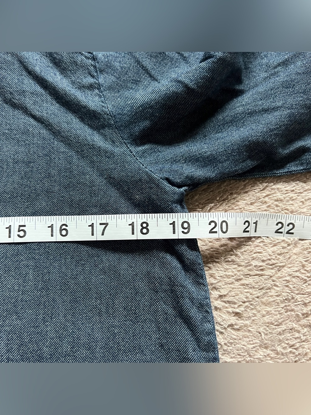Eileen Fisher Organic Cotton Denim Wash Hi-Lo Shirt Preppy Old Money Sz XXS - Picture 4 of 7
